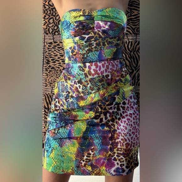 Teeze Me Leopard Strapless & Mini Dresses Sheer Multicolor (5) - Picture 1 of 10